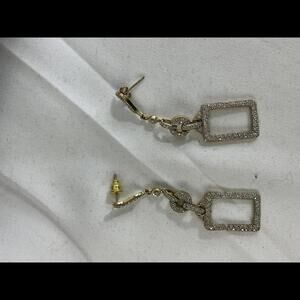 Stunning 14k  Gold and Diamond Geometric Earrings